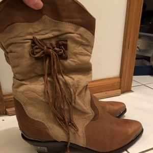 Vintage suede cowboy boots